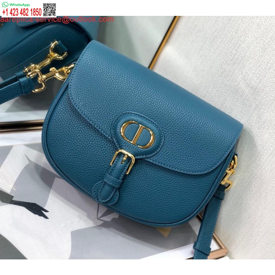 Replica Dior M9319 Borsa Bobby Media In Pelle Di Vitello Granulata Blu