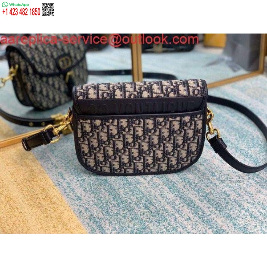 Replica Dior M9319 Dior Bobby Keskmine Crossbody Kott Kaldus žakaarmass Tumesinine