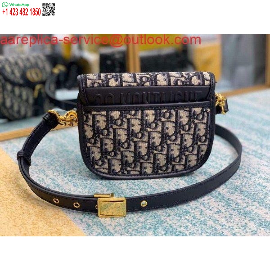 Replica Dior M9317 Dior Bobby Väike Crossbody Kott Kaldus žakaarmass Tumesinine