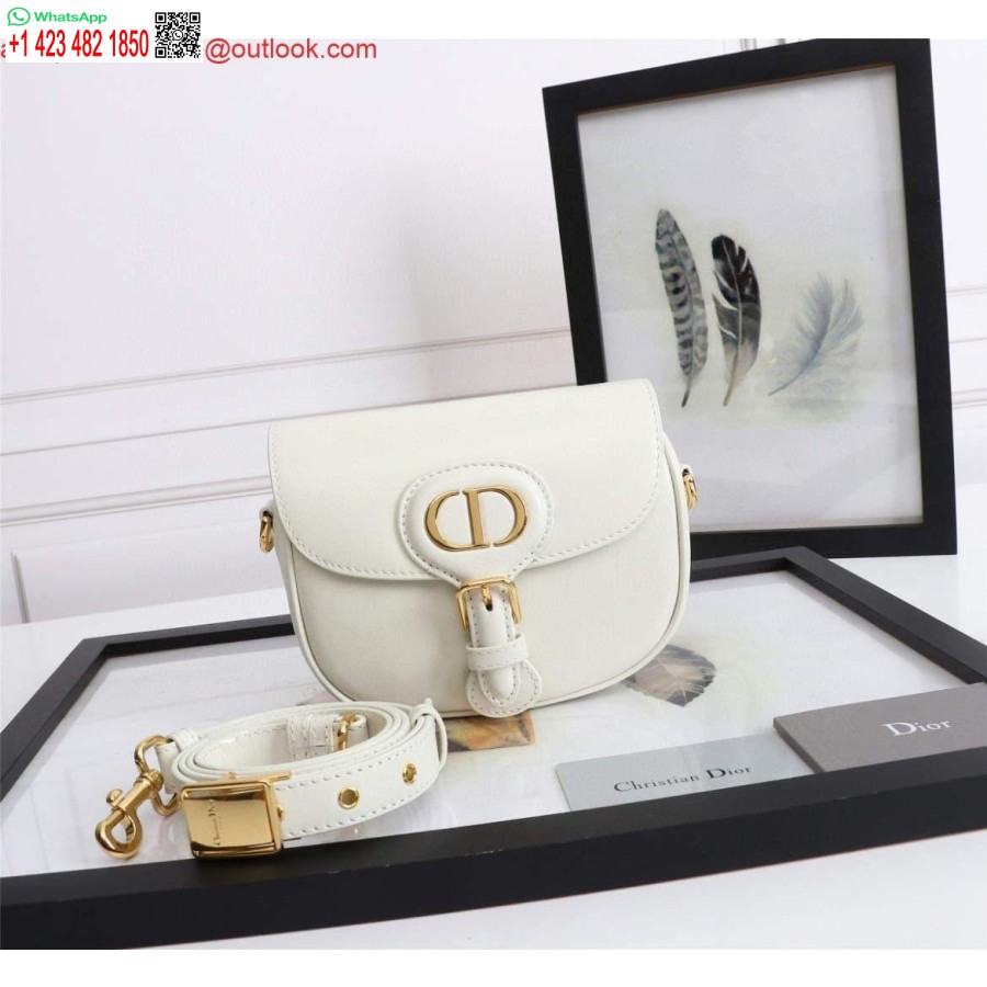 Replica Dior M9317 Crossbody Väike Dior Bobby Kott Valge Kast Vasikanahk