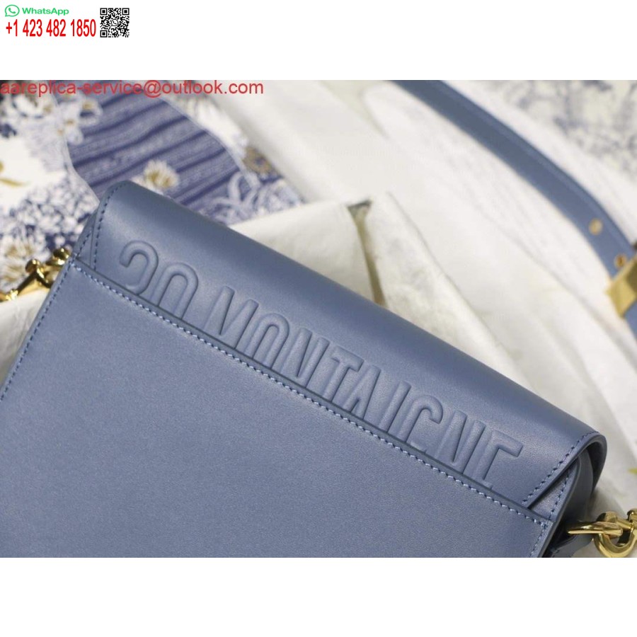 نسخة طبق الأصل من Dior M9317 حقيبة كروس صغيرة من Dior Bobby حقيبة Lake Blue Box جلد العجل