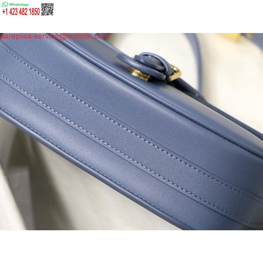 نسخة طبق الأصل من Dior M9317 حقيبة كروس صغيرة من Dior Bobby حقيبة Lake Blue Box جلد العجل