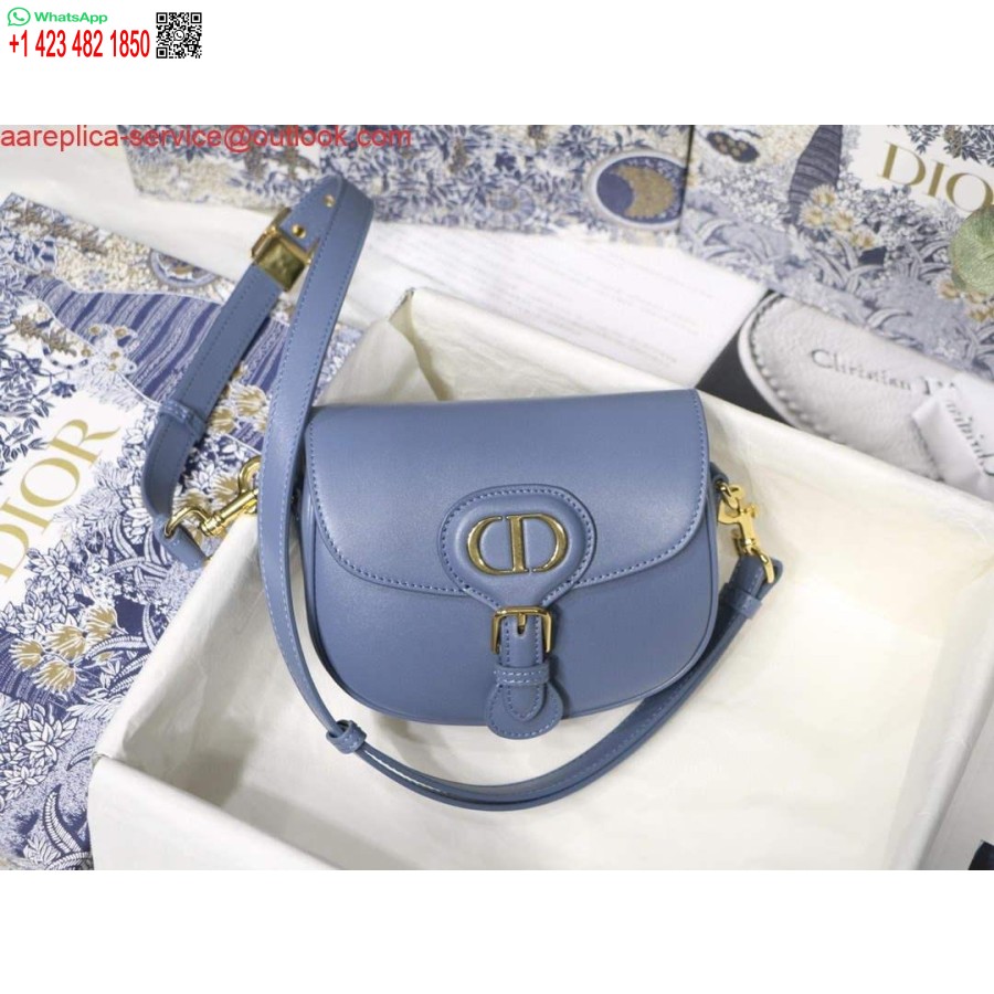 Replica Dior M9317 Tracolla Piccola Borsa Dior Bobby Lago Blu Scatola In Pelle Di Vitello