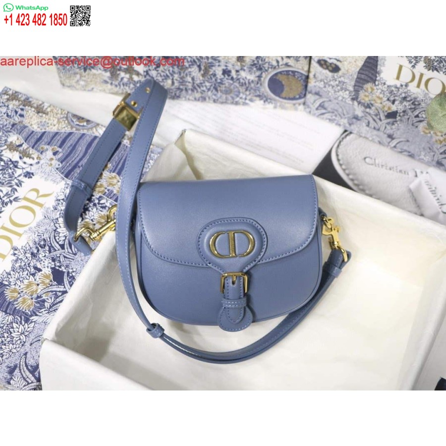 Replica Dior M9317 Crossbody Liten Dior Bobby Bag Lake Blue Box Kalveskinn