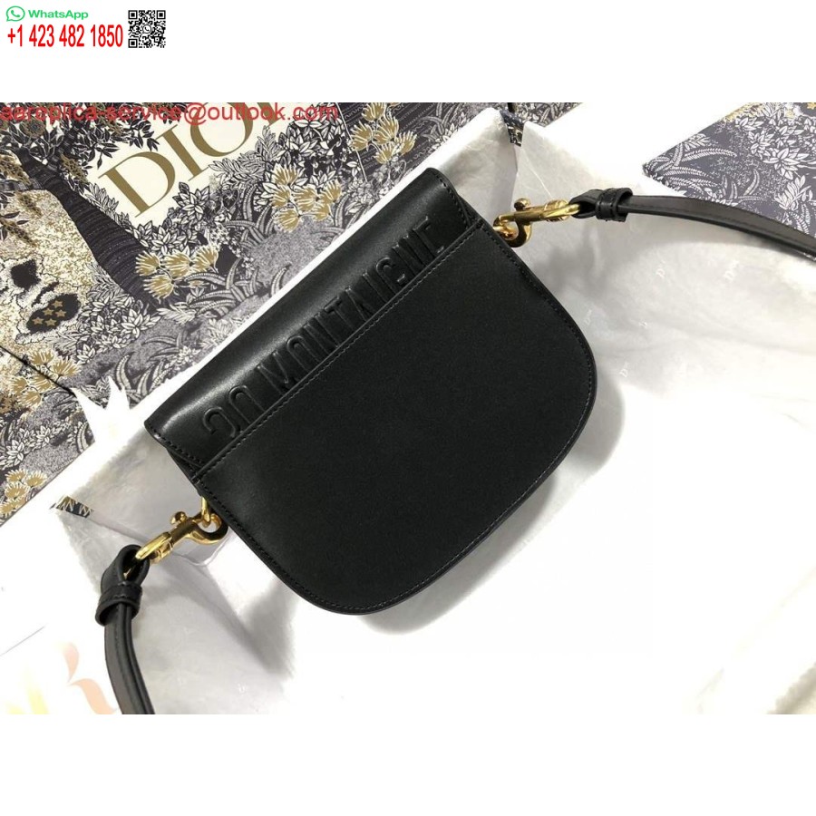 نسخة طبق الأصل من Dior M9317 حقيبة كروس صغيرة من Dior Bobby ذات صندوق أسود من جلد العجل