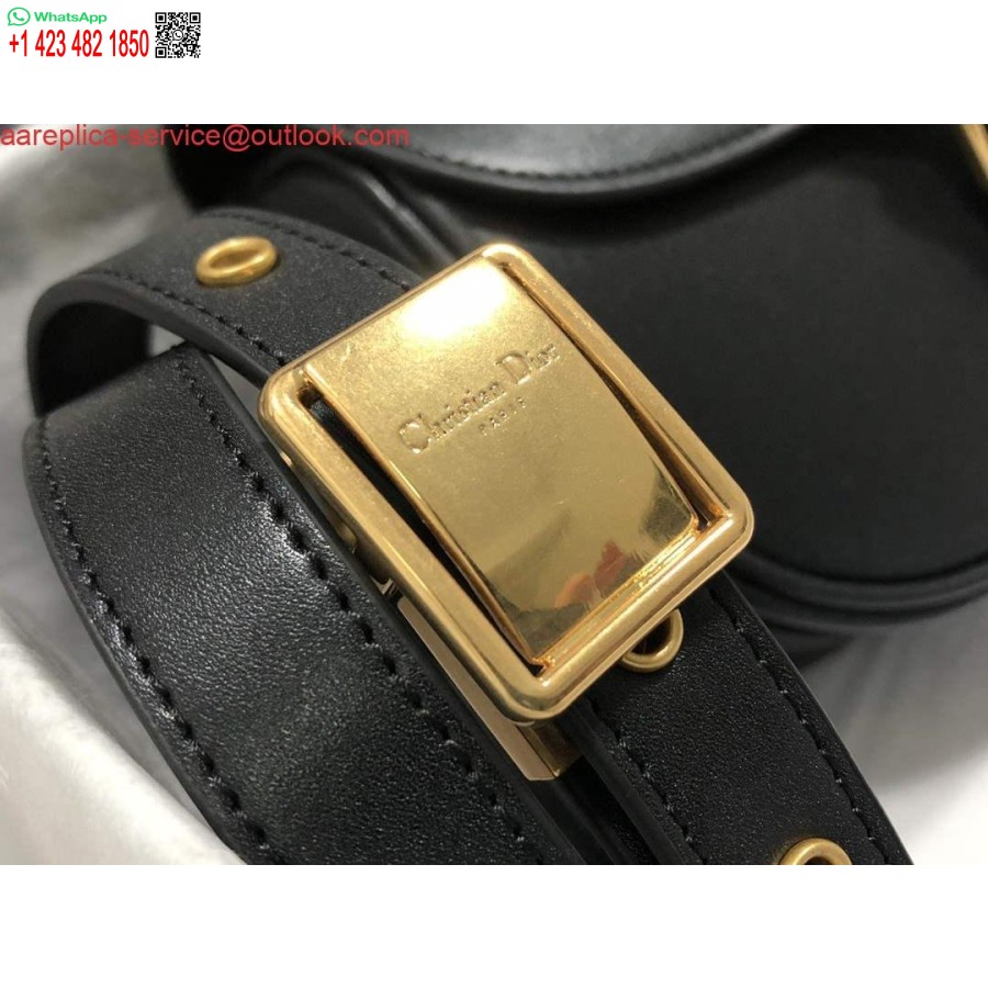 نسخة طبق الأصل من Dior M9317 حقيبة كروس صغيرة من Dior Bobby ذات صندوق أسود من جلد العجل