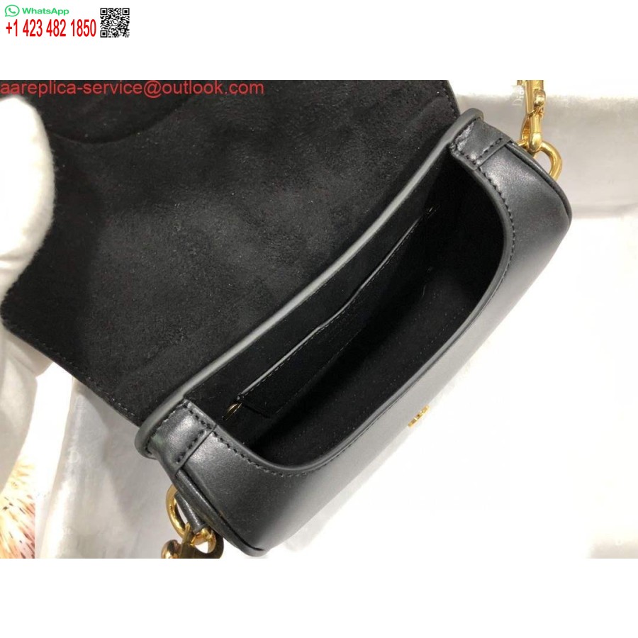نسخة طبق الأصل من Dior M9317 حقيبة كروس صغيرة من Dior Bobby ذات صندوق أسود من جلد العجل
