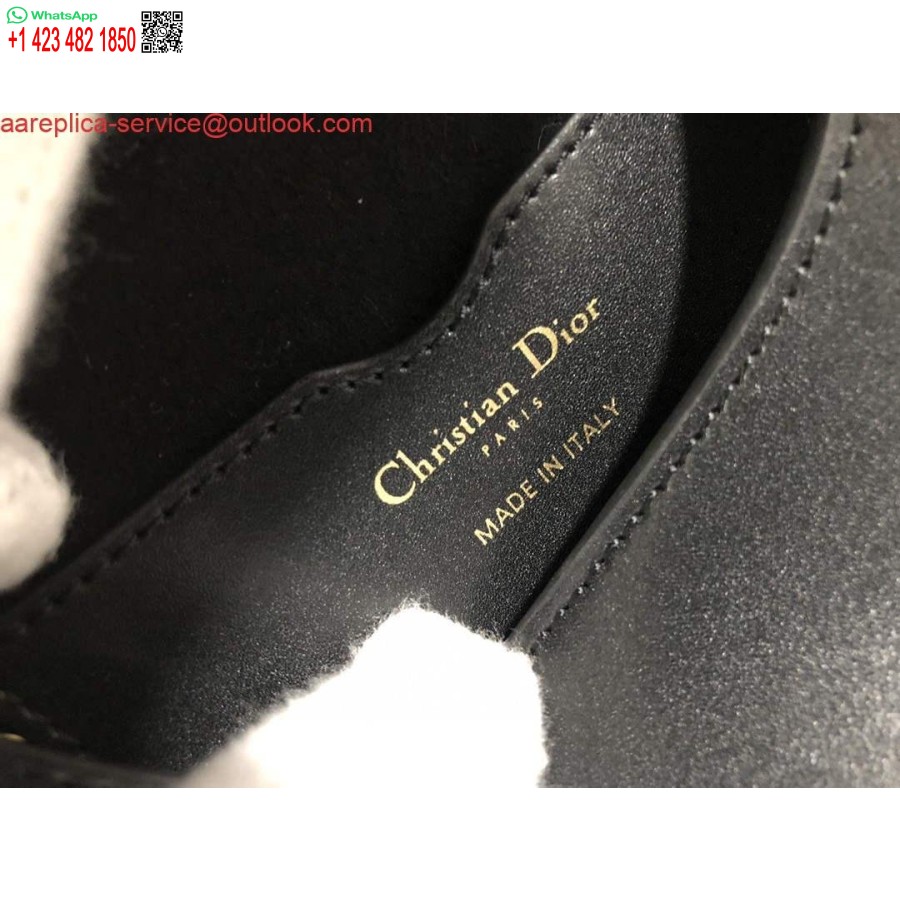 نسخة طبق الأصل من Dior M9317 حقيبة كروس صغيرة من Dior Bobby ذات صندوق أسود من جلد العجل