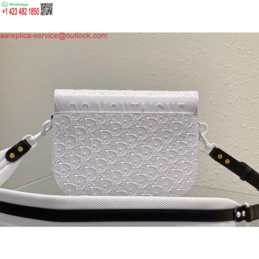 Replika Tas Bobby Dior Medium Perforated M9319 Kulit Anak Sapi Warna Putih Motif Dior Oblique