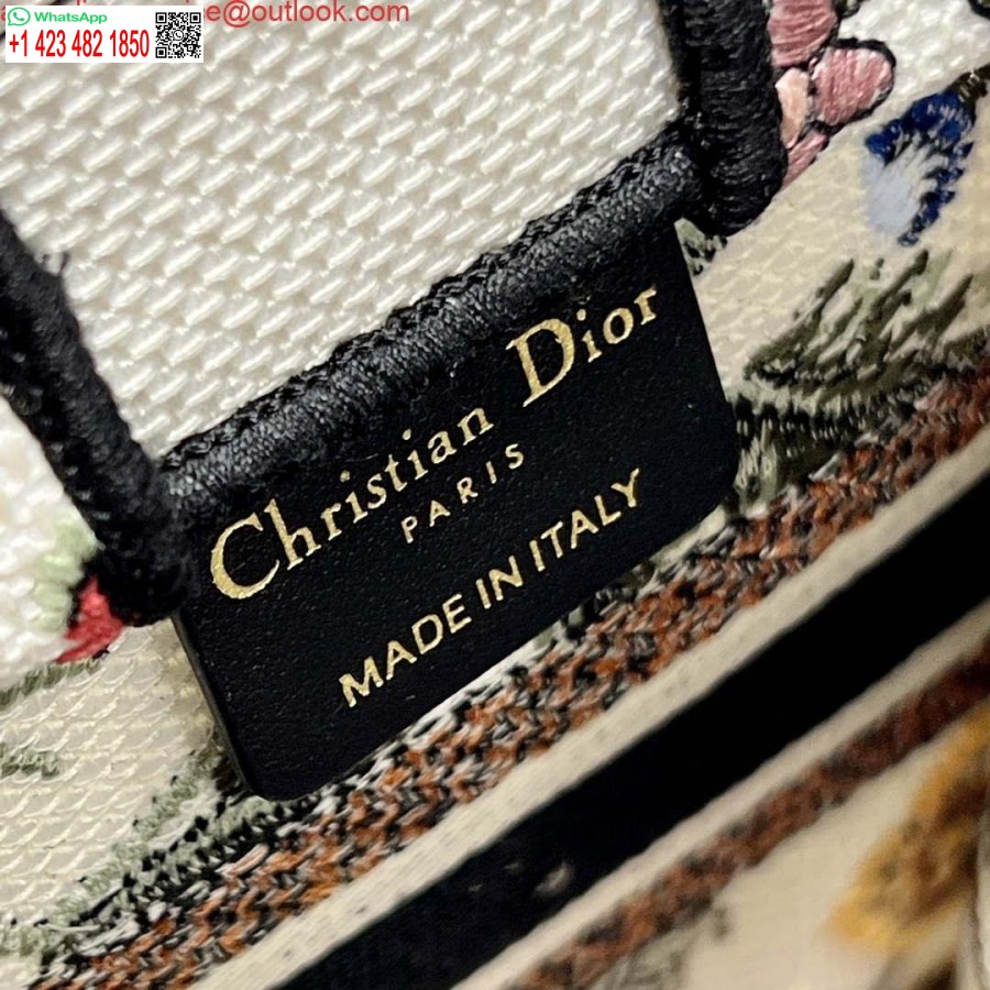 Replica Dior S5555 Mini Dior Raamatukott Telefonikott Valge Mitmevärviline Tikandid S1101