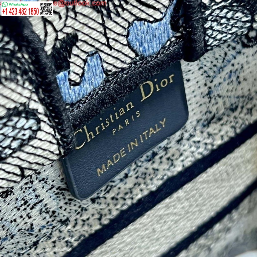Replica Dior S5555 Mini Dior Book Tote Phone Bag Blue multicolor embroidery S1102