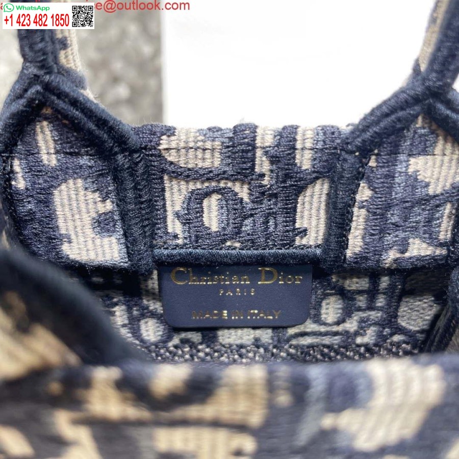 Replica Dior S5555 Mini Dior Book Tote Phone Bag Blue Dior Oblique Embroidery