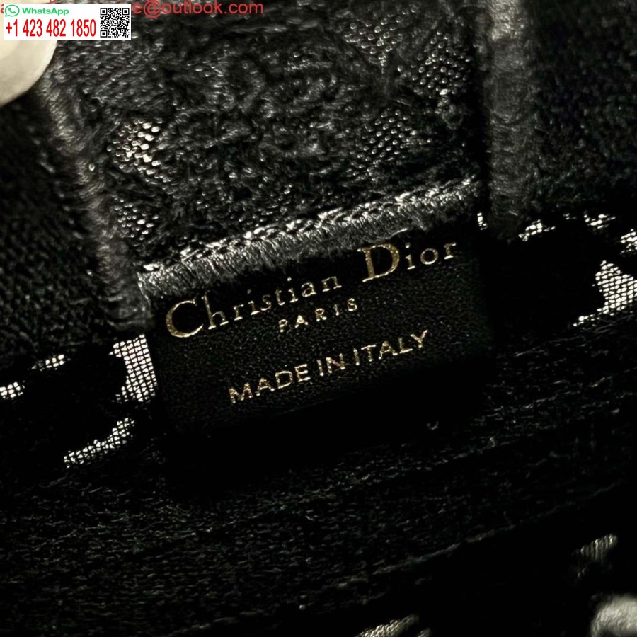 Replika Dior S5555 Mini Dior Buch-Einkaufstasche, Schwarze Spitze, Blumen, S1108