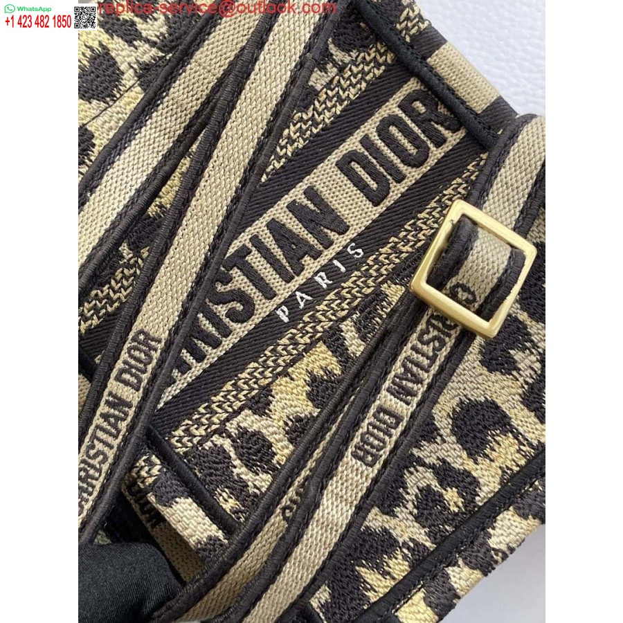 Replica Dior S5555 Mini Dior Bok Tote Telefonväska Beige Och Svart Mizza Broderi