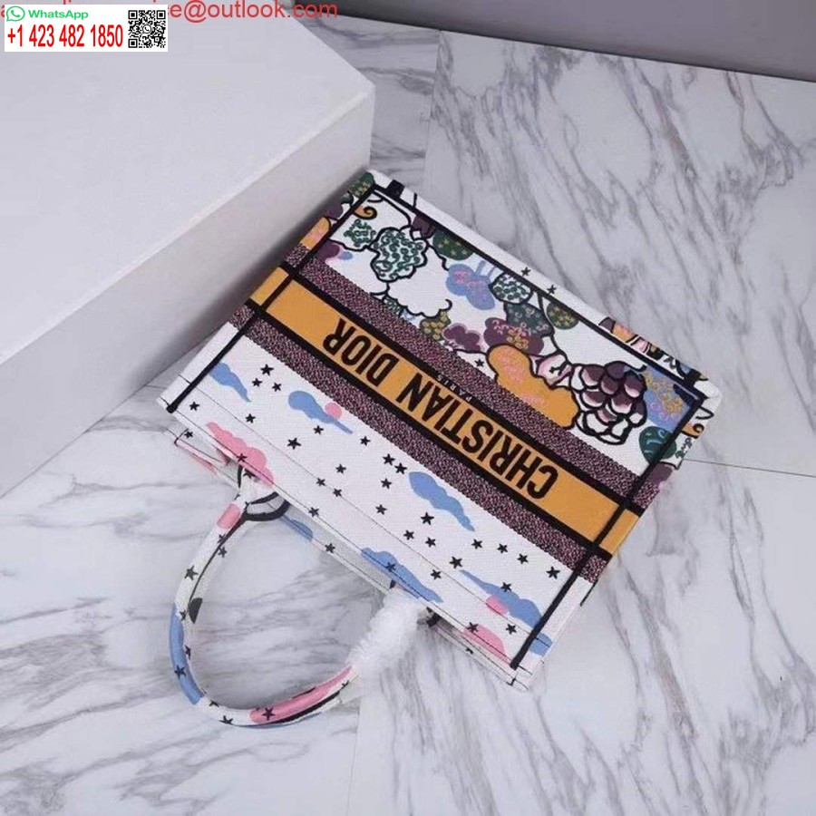 Replica Dior Medium Kirjakassi Latte Dior Ciel De Rêve Kirjonta M1296