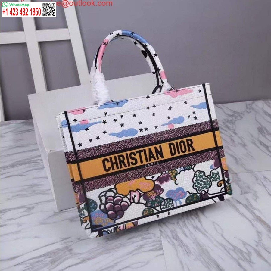 Replica Dior Medium Kirjakassi Latte Dior Ciel De Rêve Kirjonta M1296