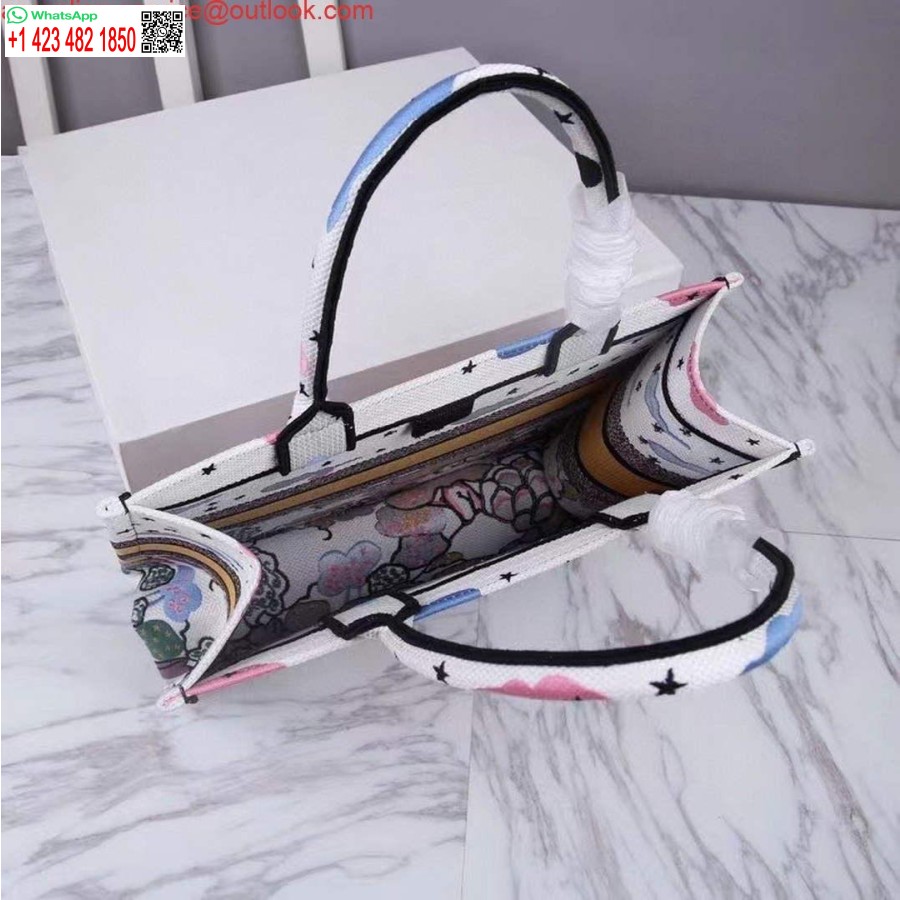 Replica Dior Medium Kirjakassi Latte Dior Ciel De Rêve Kirjonta M1296