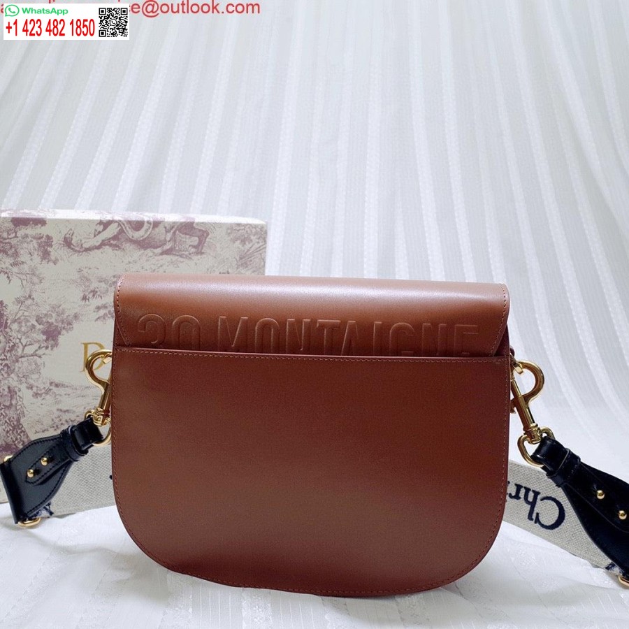 Replica Dior M9320 Iso Laukku Ruskea Laatikko Vasikannahka Sinisellä Vinolla Hihnalla