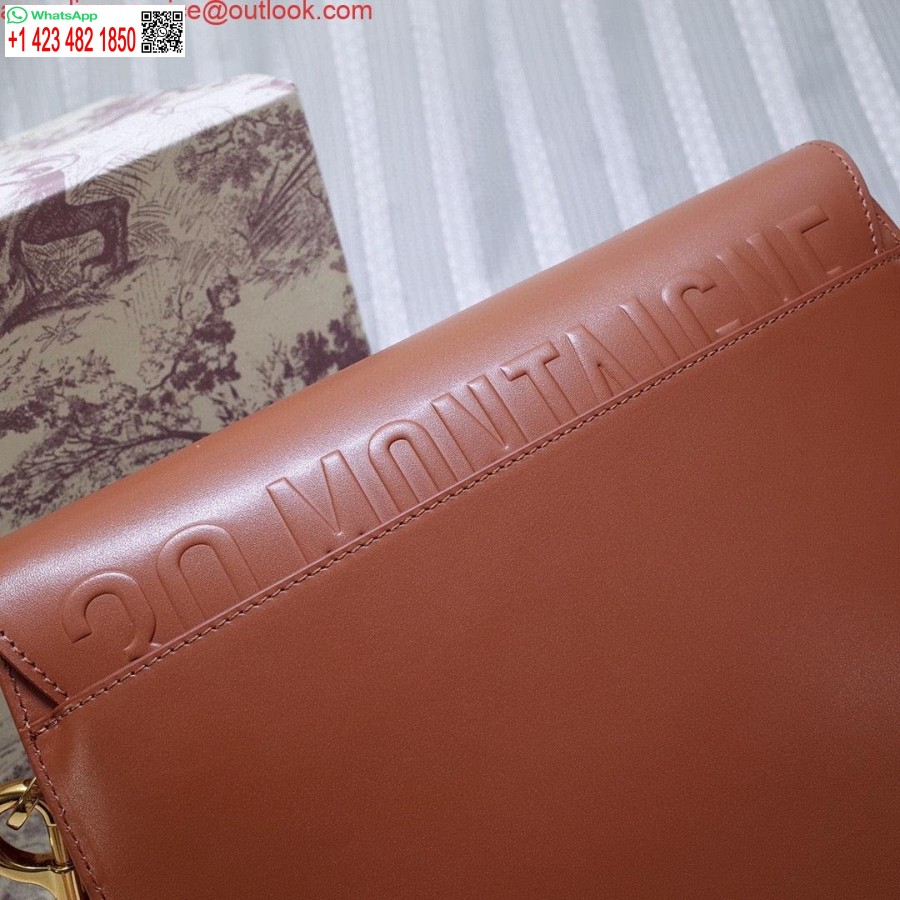 Replica Dior M9320 Iso Laukku Ruskea Laatikko Vasikannahka Sinisellä Vinolla Hihnalla