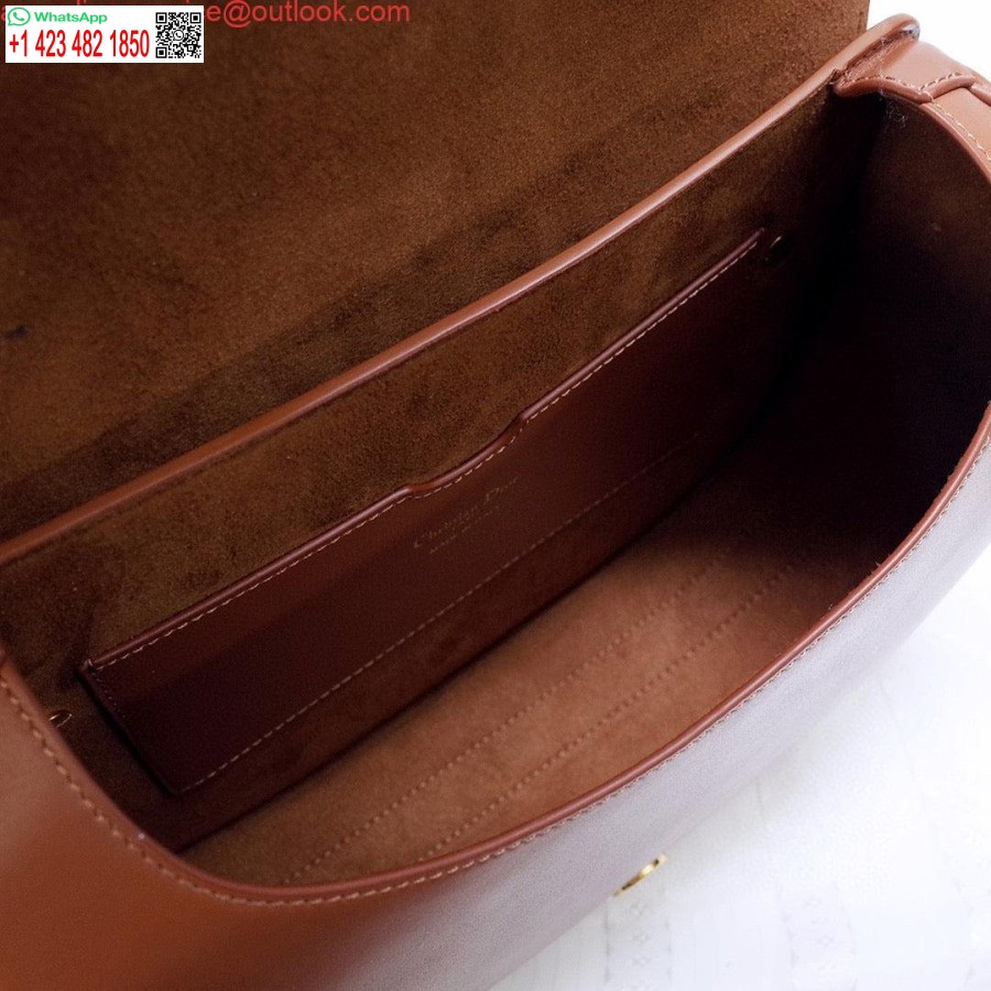 Replica Dior M9320 Iso Laukku Ruskea Laatikko Vasikannahka Sinisellä Vinolla Hihnalla