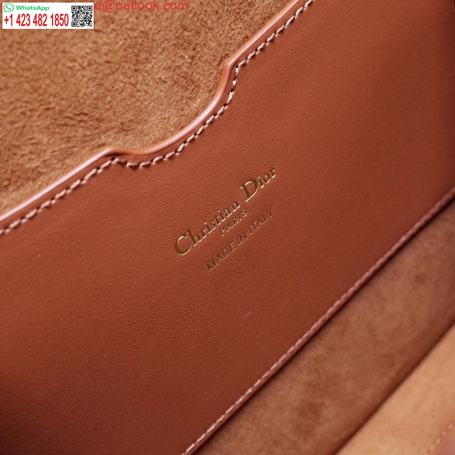 Replica Dior M9320 Iso Laukku Ruskea Laatikko Vasikannahka Sinisellä Vinolla Hihnalla