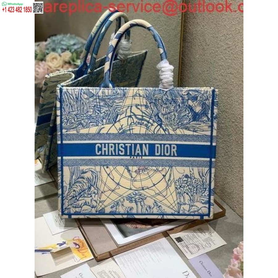 Replica Dior M1286 Book Tote Christian Dior Geanta De Cumparaturi Umar Albastru