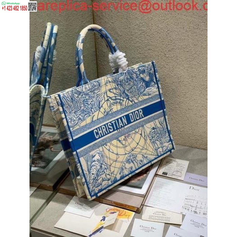 Replica Dior M1286 Book Tote Christian Dior Geanta De Cumparaturi Umar Albastru