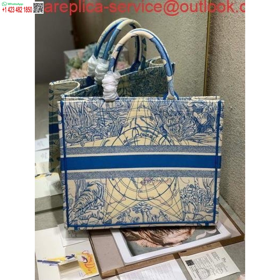 Replica Dior M1286 Book Tote Christian Dior Geanta De Cumparaturi Umar Albastru