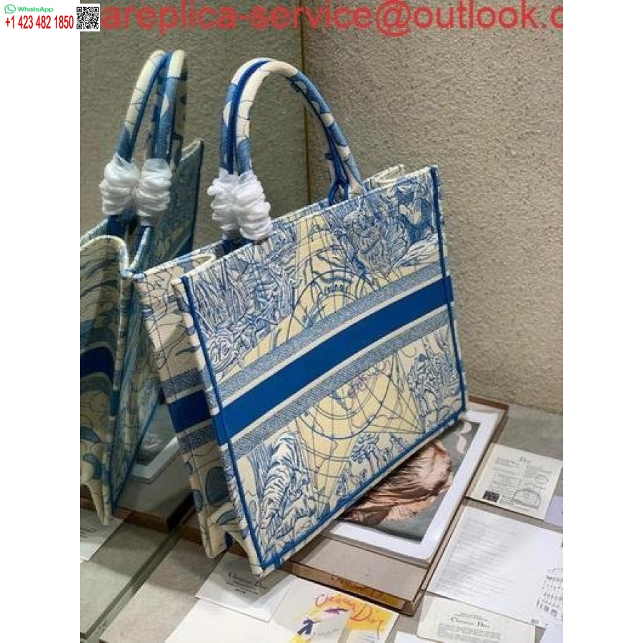 Replica Dior M1286 Book Tote Christian Dior Geanta De Cumparaturi Umar Albastru