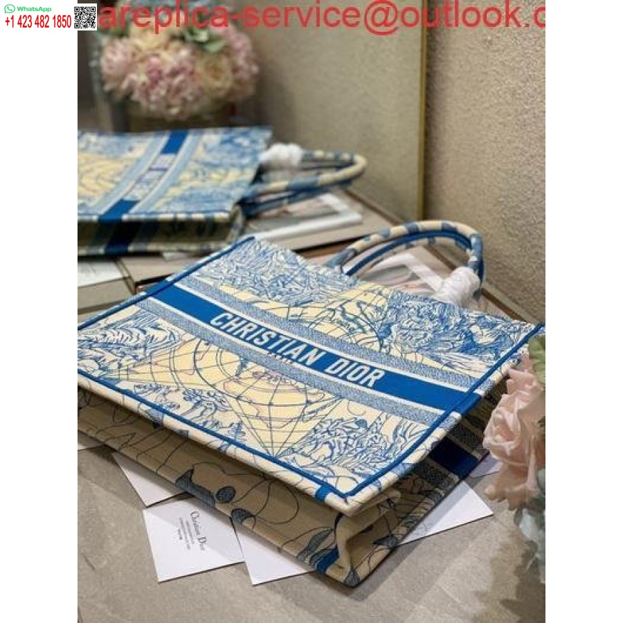 Replica Dior M1286 Book Tote Christian Dior Geanta De Cumparaturi Umar Albastru