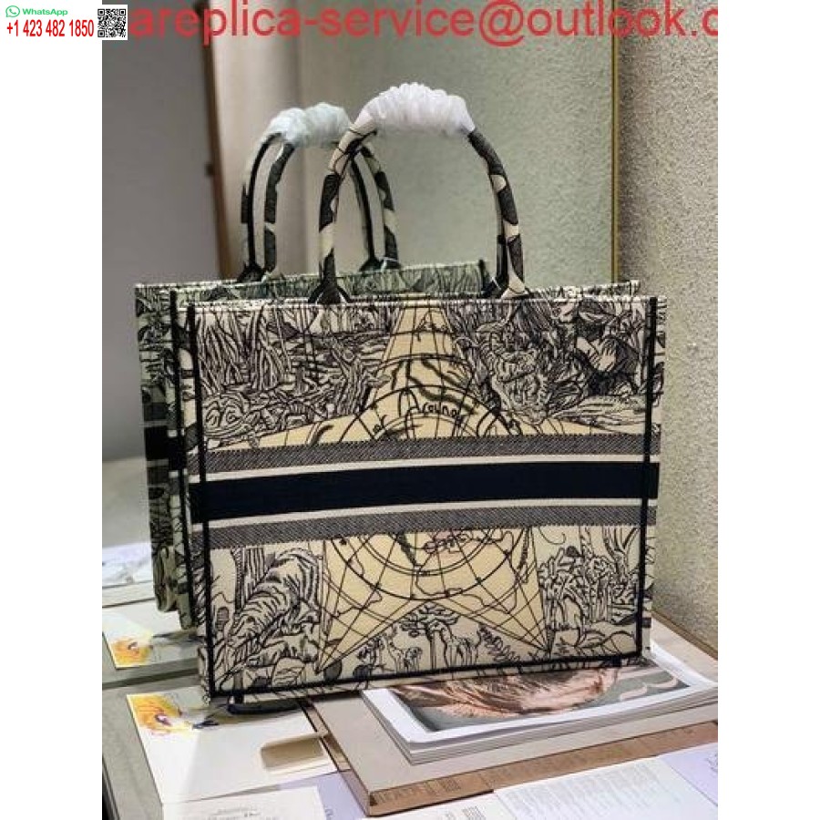 Replica Dior M1286 Book Tote Christian Dior Shoulder Shopping Bag Black