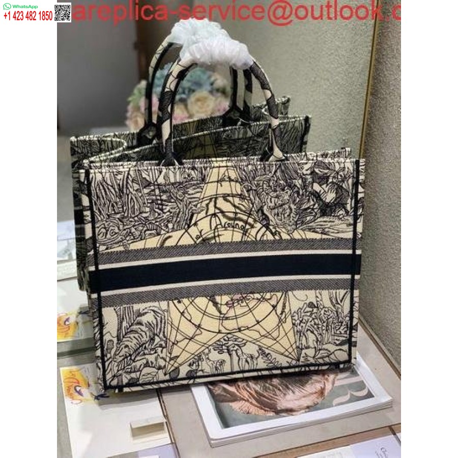 Replica Dior M1286 Book Tote Christian Dior Shoulder Shopping Bag Black