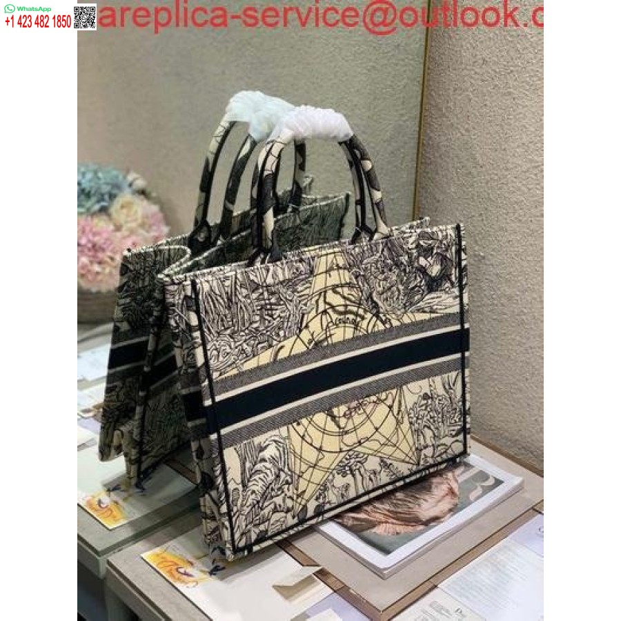 Replica Dior M1286 Book Tote Christian Dior Shoulder Shopping Bag Black