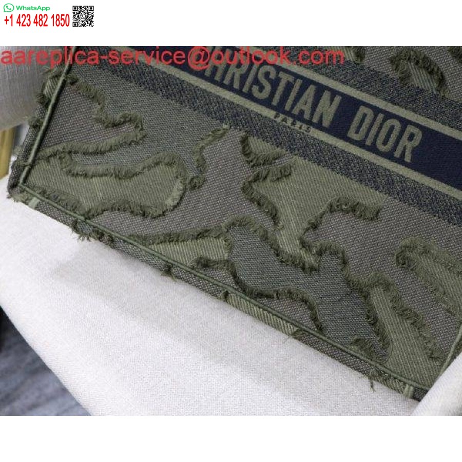 Replica Dior Book Tote M1286 žalia Kamufliažinio Siuvinėjimo Pirkinių Krepšys