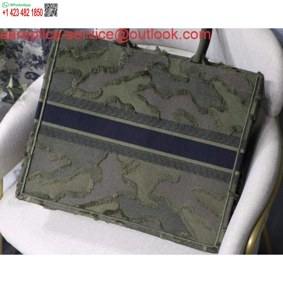 Replica Dior Book Tote M1286 žalia Kamufliažinio Siuvinėjimo Pirkinių Krepšys
