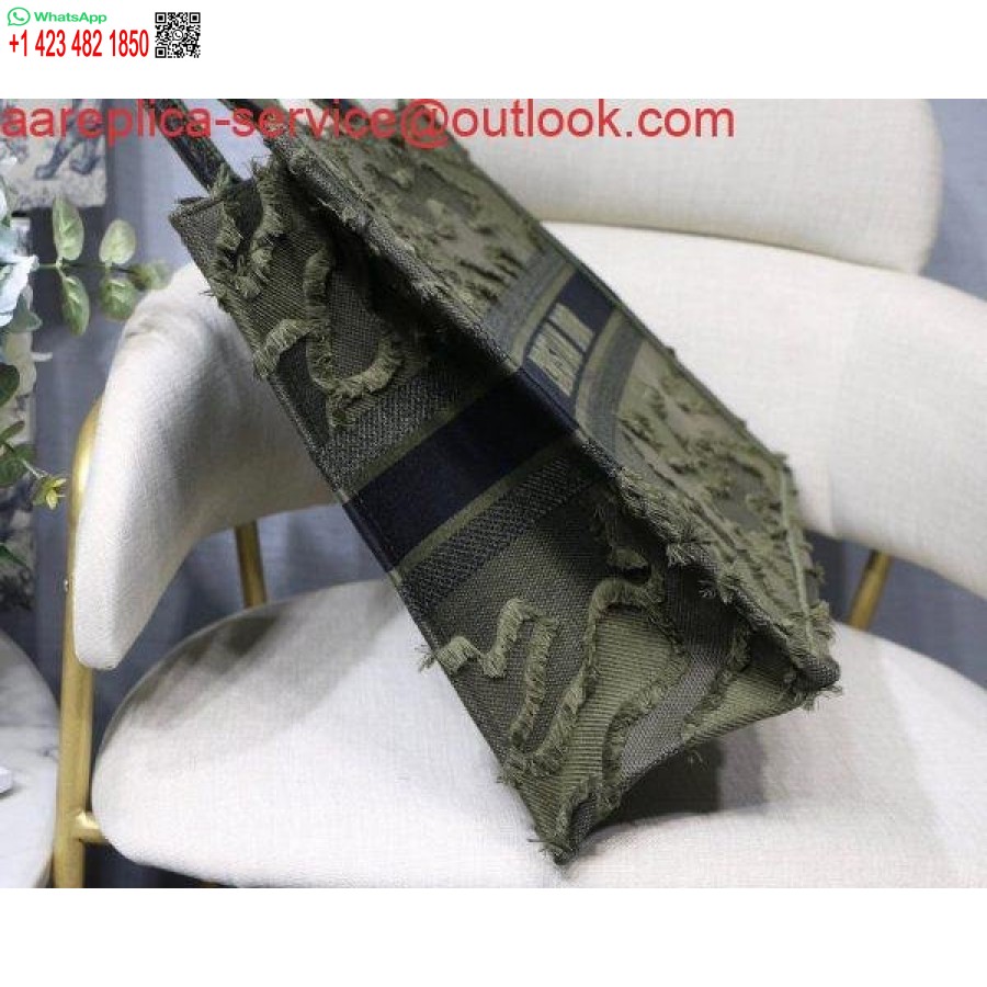 Replica Dior Book Tote M1286 žalia Kamufliažinio Siuvinėjimo Pirkinių Krepšys