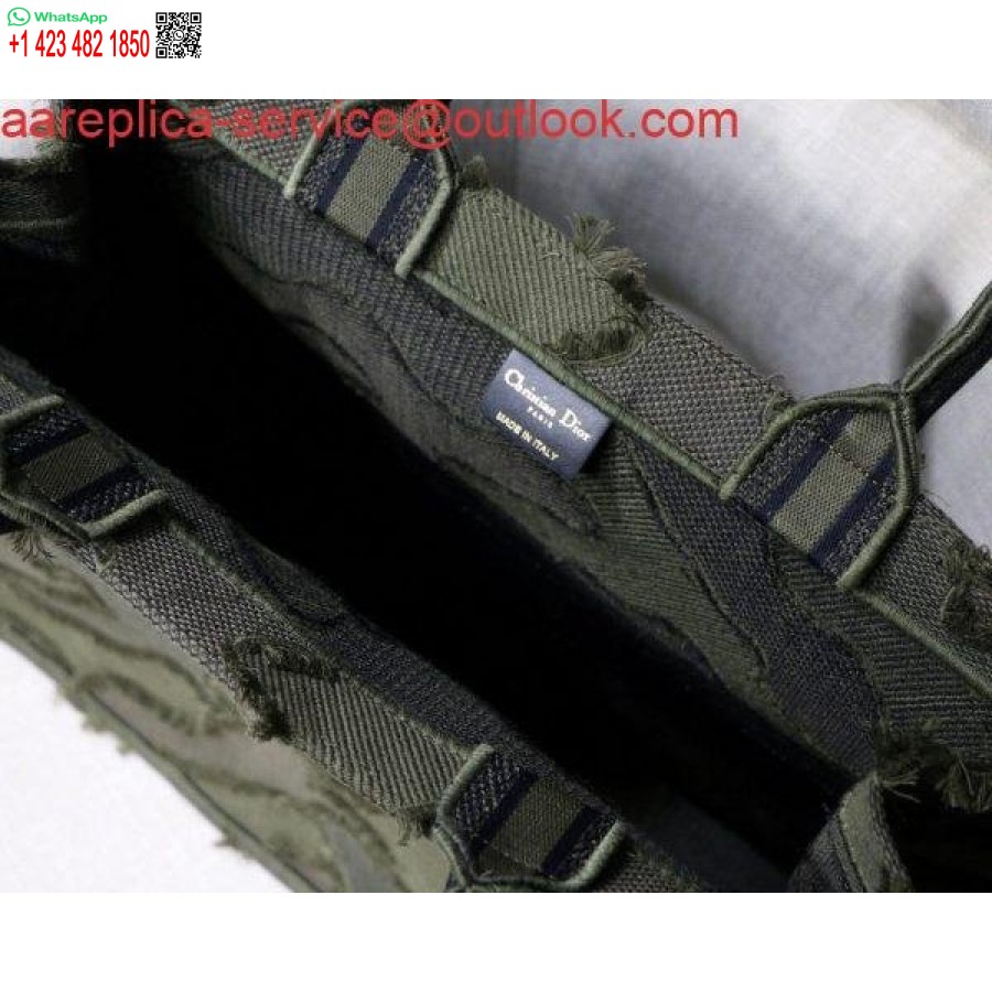 Replica Dior Book Tote M1286 žalia Kamufliažinio Siuvinėjimo Pirkinių Krepšys