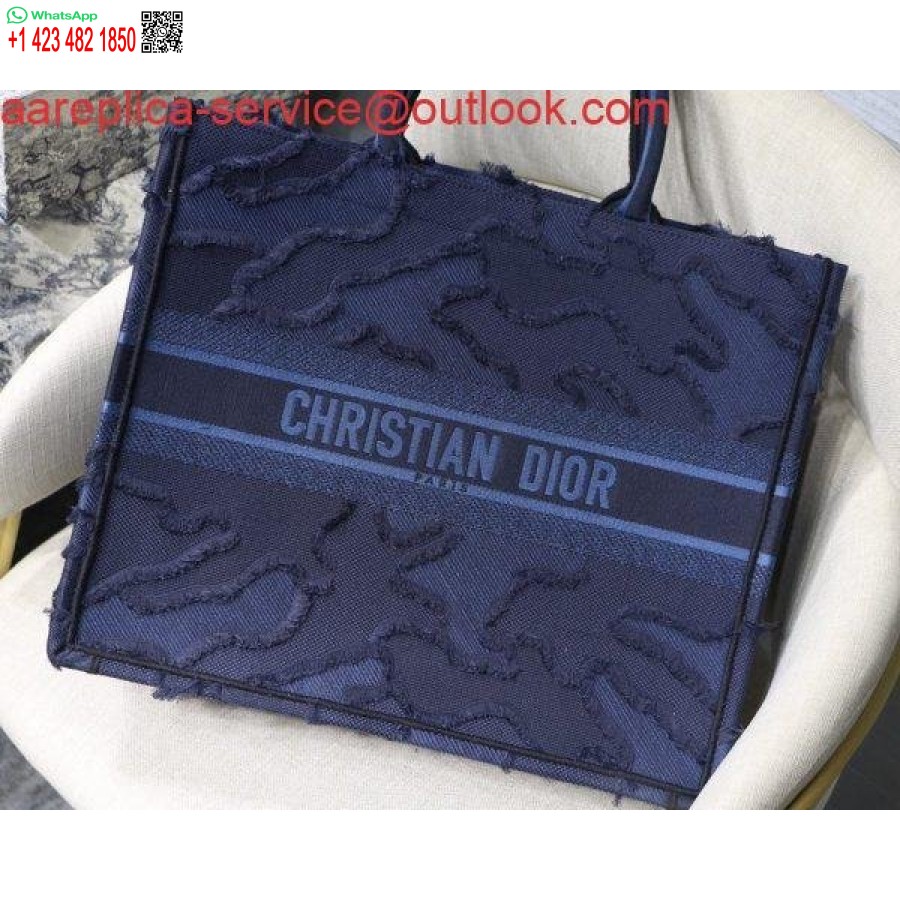 Replica Dior Book Tote M1286 Ricamo Mimetico Blu