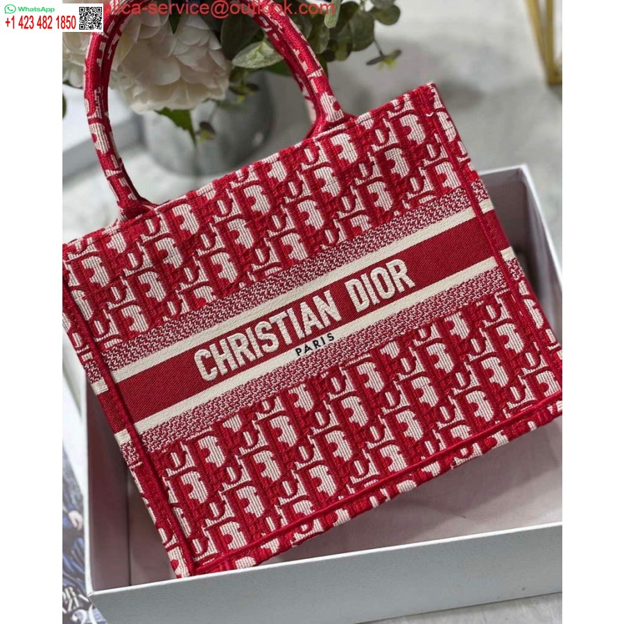 Replica Dior Book Tote M1265 Piccolo Dior Ricamo Obliquo Rosso