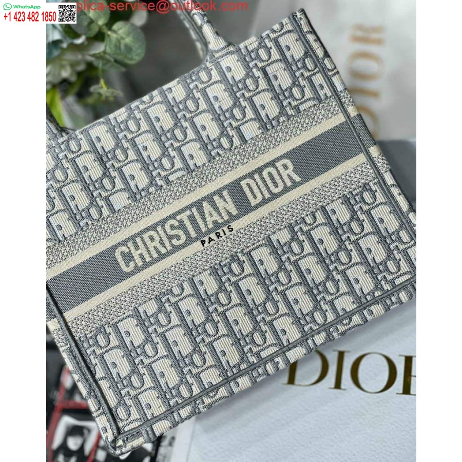 Replica Dior Boekentas M1265 Klein Dior Schuin Borduursel Grijs