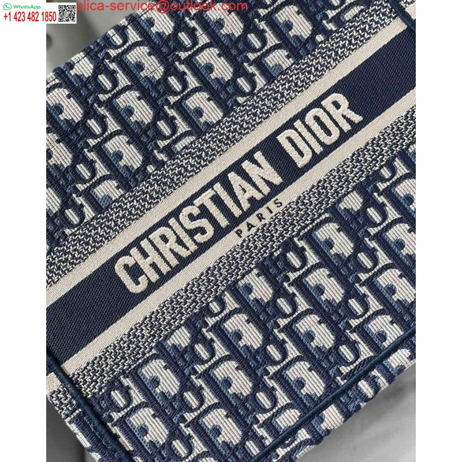 Replica Dior Knygų Krepšys M1265 Mažas Dior įstrižas Siuvinėjimas Mėlynas