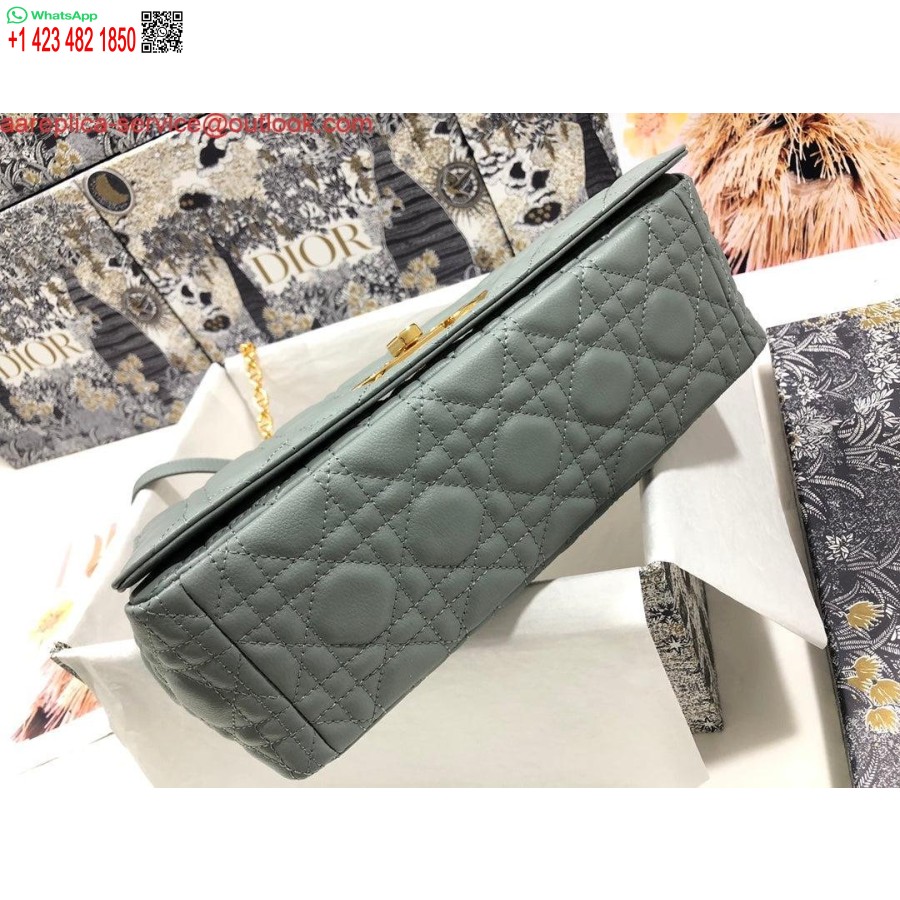 Replica Dior M9243 Grande Borsa Caro In Pelle Di Vitello Grigia
