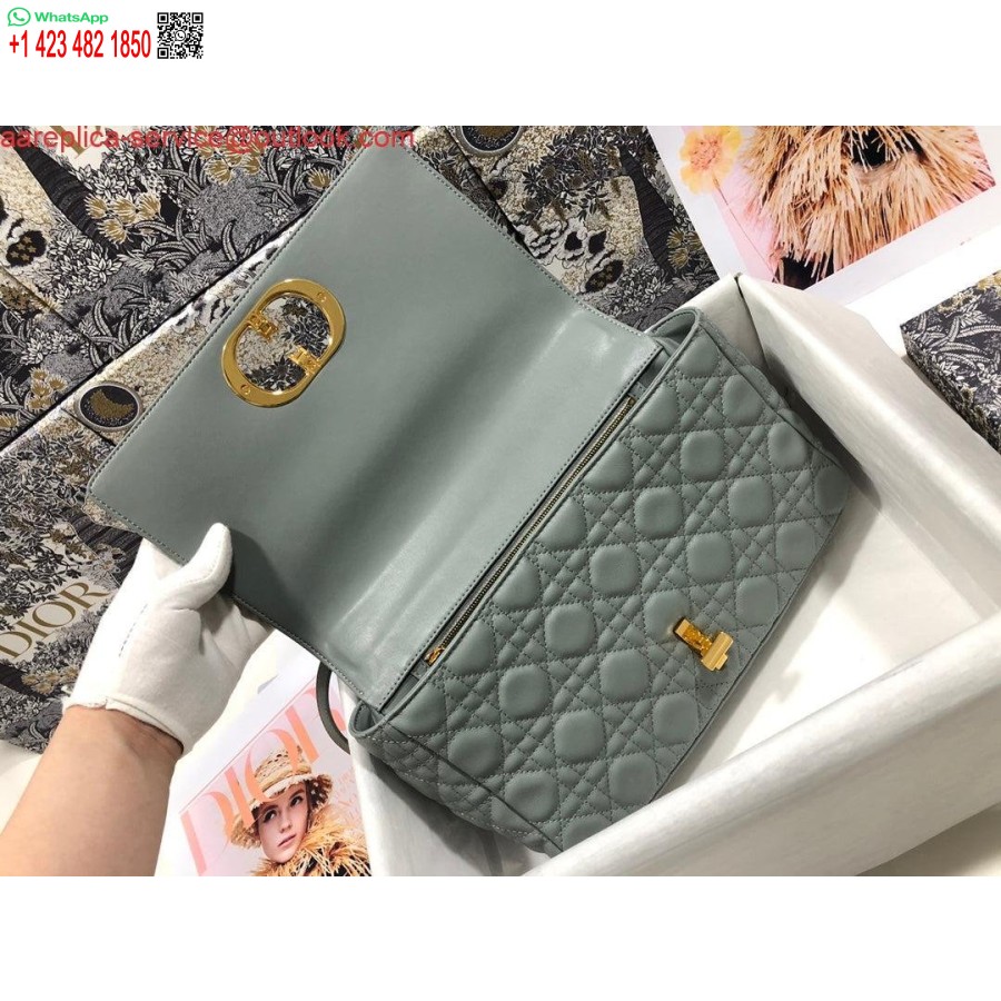 Replica Dior M9243 Grande Borsa Caro In Pelle Di Vitello Grigia