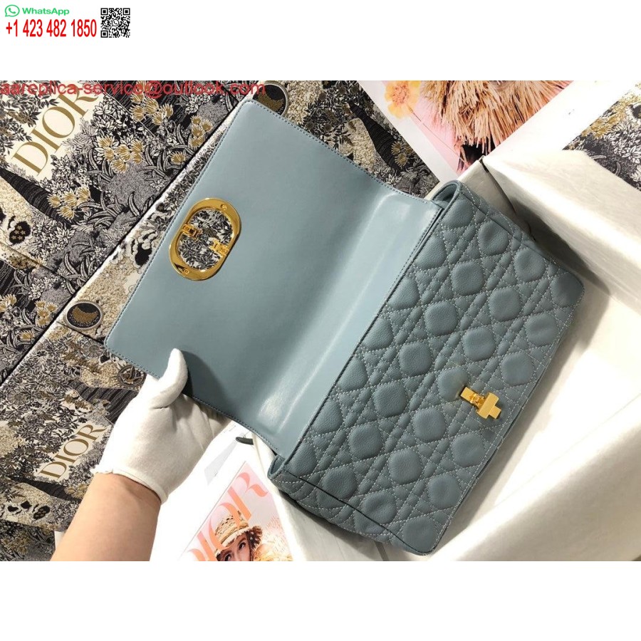 Replica Dior M9243 Grande Borsa Caro In Pelle Di Vitello Blu