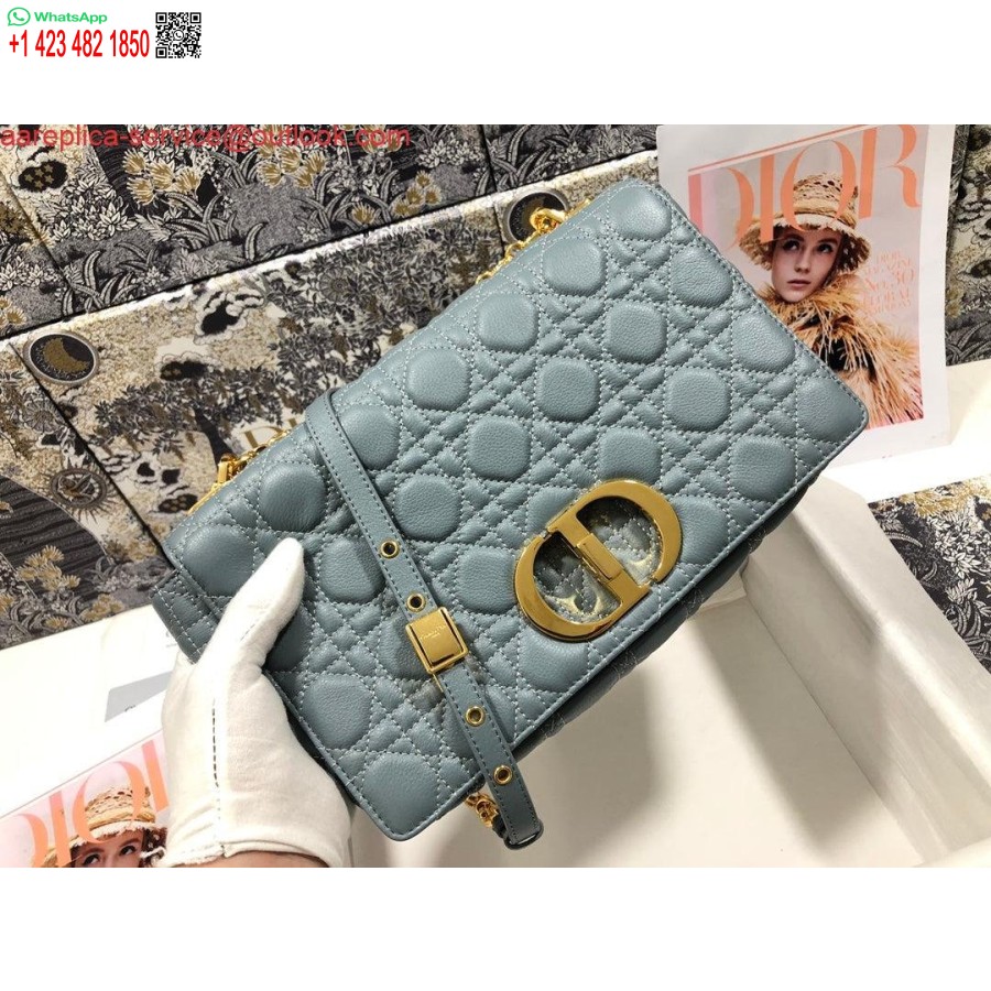 Replica Dior M9243 Grande Borsa Caro In Pelle Di Vitello Blu