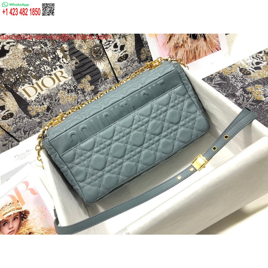 Replica Dior M9243 Grote Caro Tas Kalfsleer Blauw