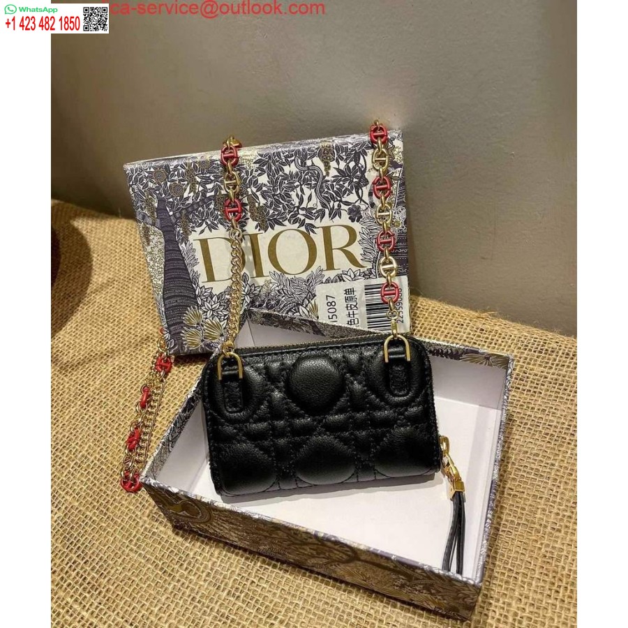 Replica Dior Caro Mini Pochette Con Cerniera 5087 Nera