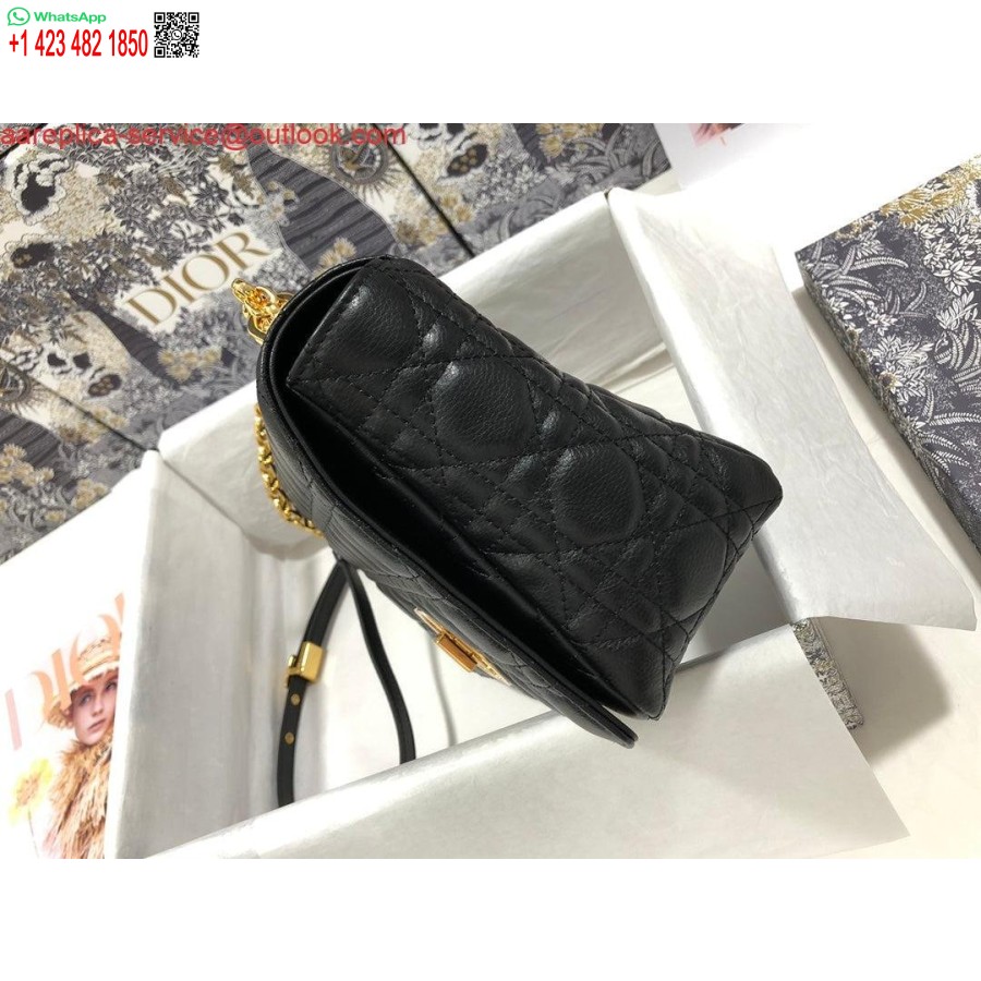 レプリカ ディオ Rm9243 ラージ カロ バッグ カーフスキン ブラック ロゴ ゴールド