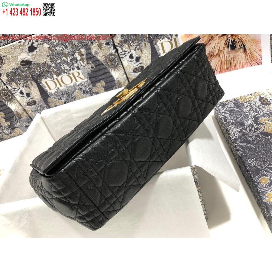 レプリカ ディオ Rm9243 ラージ カロ バッグ カーフスキン ブラック ロゴ ゴールド