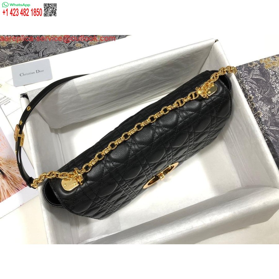 レプリカ ディオ Rm9243 ラージ カロ バッグ カーフスキン ブラック ロゴ ゴールド